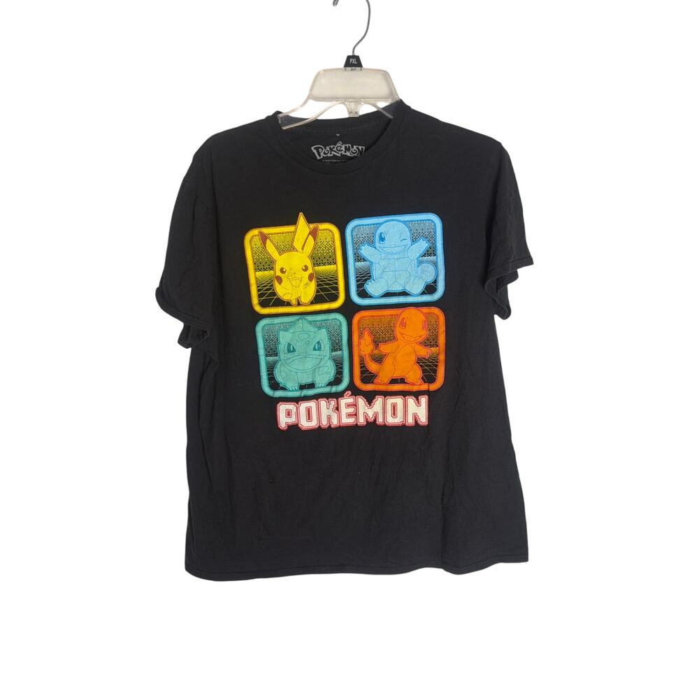 Pokémon Men's Large Black Four-Square Starters Graphic Tee